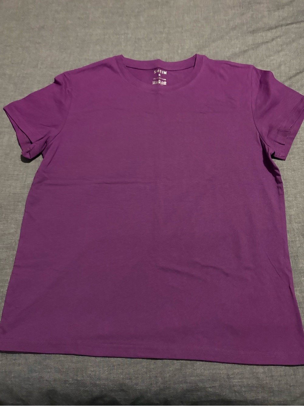 SHEIN Purple Relaxed Crewneck Short Sleeve Tee - Picture 2 of 3